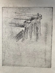 Vintage minimalistisches Radieren - abstrakter Holzbalken Bau Kunstwerk 21 * 24 cm - Bild 1 von 8