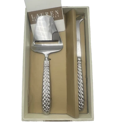 Juego de cuchillos de queso Ralph Lauren trenza ecuestre 2 piezas acero inoxidable LRL Foto 1 de 4