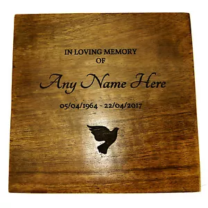 20 x 20cm Cremation Urn Ashes Box Wooden Funeral Human Ashes Token Mango Casket - Picture 1 of 11