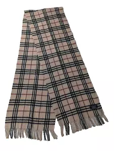 BURBERRY London Classic Nova Check Knit 100% Lambs Wool Fringe Beige SCARF - Picture 1 of 11