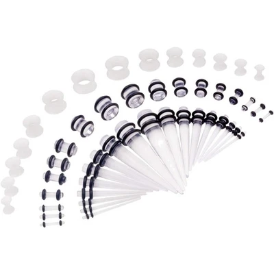 Kit de estiramiento de oreja de 50 piezas 14G-00G tapones conos de acrílico calibre túneles de silicona... Foto 1 de 4