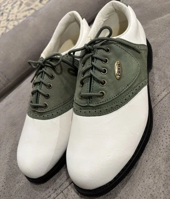 Zapato de golf Etonic Stabilites Softspikes verde blanco para mujer 7,5 cuero superior Foto 1 de 4