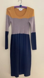 SONIA RYKIEL Wool Ribbed Knit Multicolor Dress Scoop Neck, Size Small - Picture 1 of 8