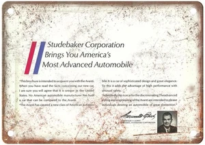 1963 Avanti Vintage Auto Ad Retro Look Metal Sign AN3573 - Picture 1 of 2