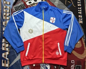 Vintage Adidas Philippines Track Jacket Flag Full Zip Red White Blue 24x28 - Picture 1 of 24