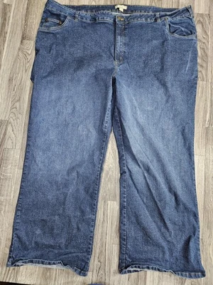 Pantalones de mezclilla elásticos de pierna ancha azul 30W W Woman Within talla grande cremallera mosca Foto 1 de 4