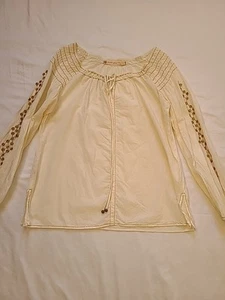 Chelsea & Violet Womens Lightweight COTTON Blouse SZ L TIE NECK - Picture 1 of 9