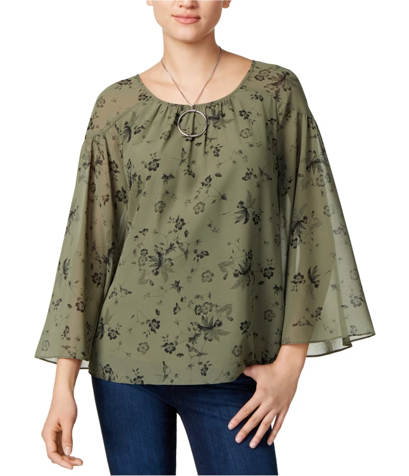 Blusa tejida estampada Kensie para mujer, verde, pequeña Foto 1 de 1