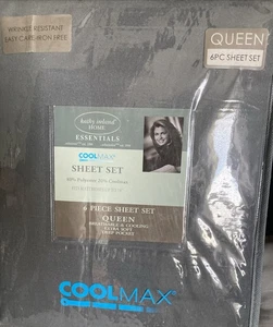 Kathy Ireland Home Essentials COOLMAX 6-teiliges Queen-Set. Grau extra weiche tiefe Tasche. - Bild 1 von 2