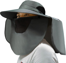 Fishing-Sun Hat Men Uv-Protection Neck-Flap Bucket Hat with Removable Face Cover