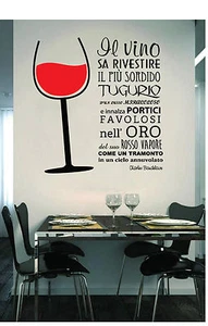 WALL STICKERS ADESIVI MURALI Il Vino parete muro adesivo casa frase enoteca vini - Foto 1 di 1