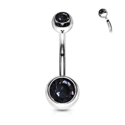 1 Ct Round Lab-Created Alexandrite Belly Button Ring 14 Gauge Stainless Steel - Image 1 of 4