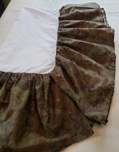 Chaps Ralph Lauren Paisley Beekman Place Green Brown Blue Cotton BedSkirt/ruffle - Picture 1 of 11