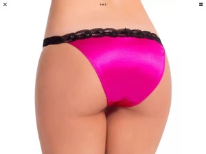 Bragas para mujer, bikinis ILUSION talla S. rosa satinado sedoso con cintura y decoración - Imagen 1 de 8