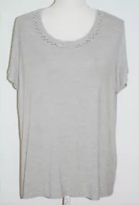 Blusa Ligera Gris Camiseta Embellecida Colección Jaclyn Smith Talla XL - Imagen 1 de 7