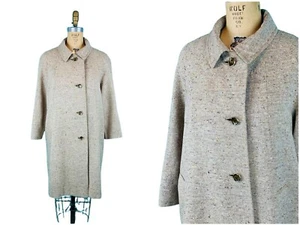 Vintage 1960s Tweed Coat Beige Autumnal Colors Overcoat Mid Century B 45" - Picture 1 of 10