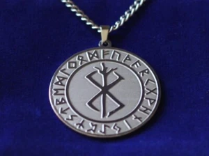 Collana catena ciondolo runa berserker vichinga con sacchetto regalo, norvegese odin thor - Foto 1 di 3