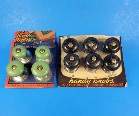 Handy Knobs For Pots Doors Drawers On Original Cards 10 Knobs Lot of 2 Antique Cover