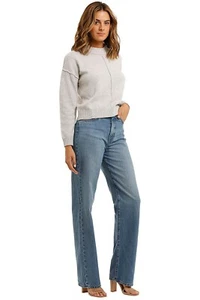 BANDE STUDIO Rib Detail Crew Knit in Pale Grey Size 12 AU RRP 199 WITH DEFECTS - Picture 1 of 8