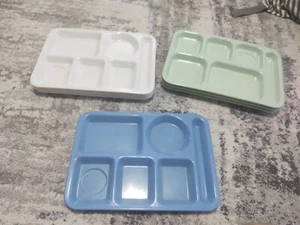 Vintage Texas Ware and Dallas Ware Trays - lot of 3 - white, blue, mint - Picture 1 of 10