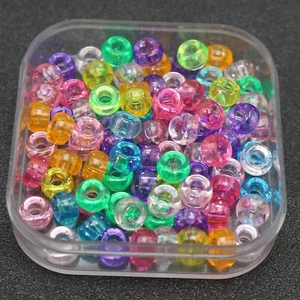500 Mixed Transparent Color Acrylic Barrel Pony Beads 7X4mm for Kids Craft Kandi - Picture 1 of 6