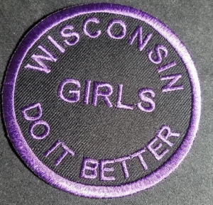 Wisconsin Girls Do It Better Embroidered purple Patch approx 3" - Picture 1 of 2