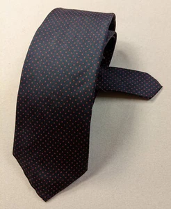 Land's End Handsewn 100% Silk Tie, Navy with Red Dots 3.25" wide - Picture 1 of 4