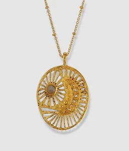 Sequin Women's 22k Gold Plated Moon Talisman Necklace - Picture 1 of 2