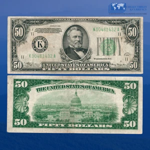Fr.2102-K 1934 $50 Fifty Dollars Federal Reserve Note Dallas, DGS, VF #81432 - Picture 1 of 1