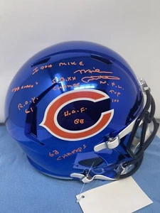Mike Ditka Signed & Inscribed Stat Bears Chrome Full Size Helmet Beckett RARE - Picture 1 of 9