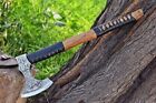 Beautiful Hand-Forged Carbon Steel Hatched Viking Axe | Camping Axe With Sheath