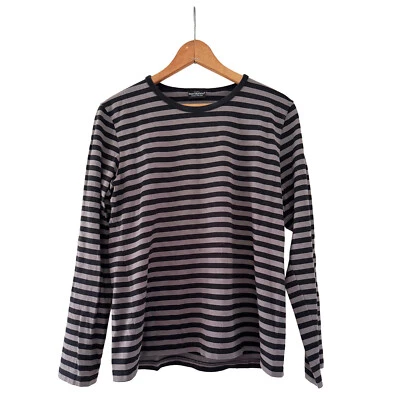 Top Tasaraita para mujer MARIMEKKO manga larga a rayas algodón tejido negro gris XL Foto 1 de 4