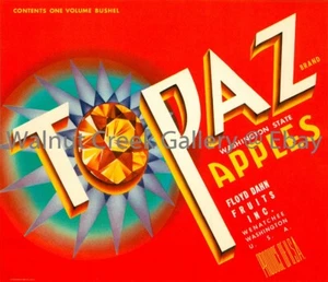 Washington Fruit Crate Label Fine Art Print, topaz, approx 10.9" x12.7" 12777 - Picture 1 of 1