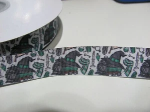 Harry Potter Style Items 1 inch Grosgrain Ribbon Green - Picture 1 of 2