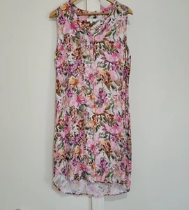 JUMP Pastel Watercolour Mini Shift Dress Size 14 Pink Green Orange Floral - Picture 1 of 12
