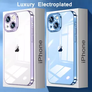 For iPhone 16 Pro Max 15 14 Pro 13 12 11 Plating Clear Soft TPU Phone Case Cover - Picture 1 of 33