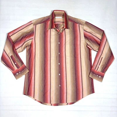 VTG Martin Gordon Retro Striped Long Sleeve Button Dress Shirt Mens Large - Image 1 of 4