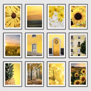 Yellow Botanical Wall Art Prints Mustard Living Room Pictures Posters Home Decor - Picture 1 of 20