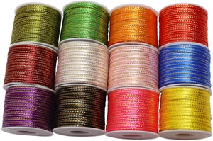 1/8" Assorted Satin Ribbon with Gold Edge Solid-1000 Yards-3Mm Continuousthin Ri - Picture 1 of 8