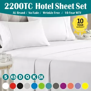2200TC Extra Deep Fitted Flat Sheet Bed Set Single Double Queen Super King Bed - Picture 1 of 25