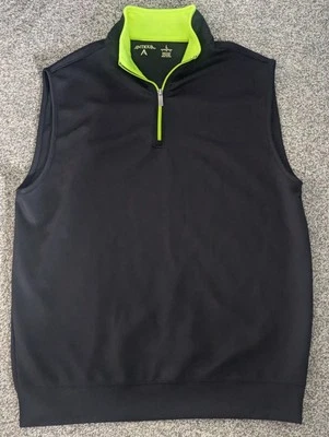 Chaleco de golf Antigua 1/4 cremallera poliéster sin mangas para hombre grande negro verde neón Foto 1 de 4