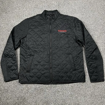 Chaqueta Kawasaki Engines Para Hombre XL Negra Acolchada Cremallera Completa Ligera Nylon Foto 1 de 4