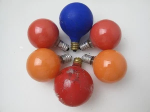 Polly G.E. de colección? Lote de 6 bombillas navideñas de colores tipo bola - Imagen 1 de 3