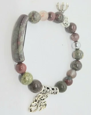Unisex Assorted Gemstone Crystal "Dragon"  Healing Hematite Stretch Bracelets  - Image 1 of 4