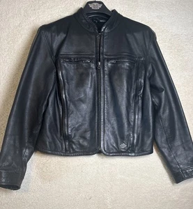 Giacca pelle donna Harley-Davidson vintage nera taglia L - gancio - spilla LEGGI - Foto 1 di 22