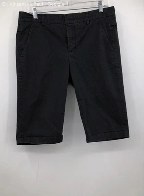 Vince. Shorts Capri Slim Fit Feminino Preto Fivela Lateral Elástica Costura Interna 10 12 1/2" - Imagem 1 de 4