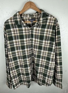 Men's Eddie Bauer, XXL, Green Plaid Long Sleeve Button Up Flannel, Cotton - Picture 1 of 8