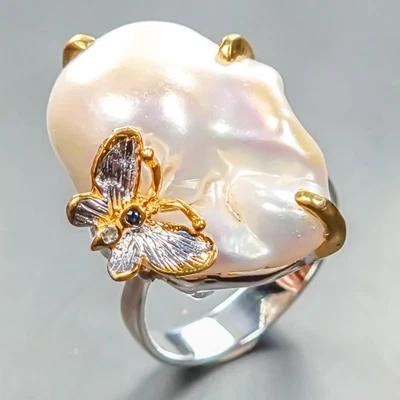 Jewelry ring Natural Baroque Pearl Ring 925 Sterling Silver Size 8 /R444184 - Image 1 of 4