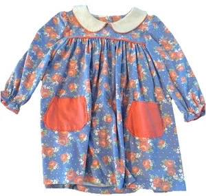 Shrimp and grits girls dress 4t Floral Super Cute! Blue Pink - Picture 1 of 5