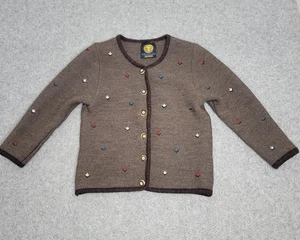 Lanamoden Salzburg Strickjacke Pullover Damen klein braun Wolle Trachten Blumen - Bild 1 von 16